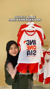 Amspro - Setelan Anak Merah Putih Kemerdekaan Baju 17 Agustus Seragam Hut RI Garuda Baju Anak Laki-laki Perempuan