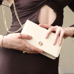 Mikana Kikue Chain Sling Long Wallet for Women with phone card holder pouch clutch bag gift for her
