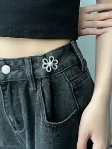 HOKKIE KJ1536 Kancing Jeans Tusuk Motif Bunga Simple Adjustable Metalic Pengait Pengencang Celana Kebesaran Tanpa Dijahit Detachable