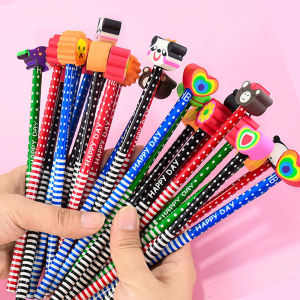 5-40Pcs 19CM Cartoon Animal Pencil With Eraser Wooden Lead HB Drawing Pencils For Kids Birthday Party Gifts Fillers Stationery
