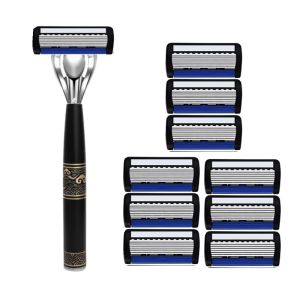 Bộ Dao Cạo Râu Thủ Công 7 Lớp Lưỡi Dao An Toàn Dành Cho Râu Và Ria Mép Chất Liệu Thép Không Gỉ Dành Cho Nam Giới