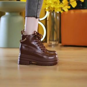 Giày Boots Đế Xuồng Chất Da Thật 9CM PB850-4300