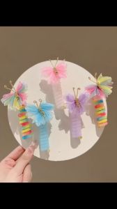 Gelang Rambut Kanak Kanak Rama Rama Getah Telefon Elastik Tinggi Tidak Rosakkan Rambut Ikat Rambut Budak Perempuan Comel Kids Butterfly Telephone Line Hair Band High Elasticity Girls Cute Braid Ponytail Hair 儿童蝴蝶电话线发圈高弹力不伤发头绳女童可爱扎辫子马尾发绳 H351
