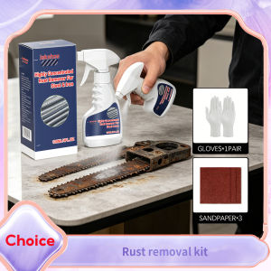 Jakehoe | Metal Rust Remover Powerful Iron Rust Dissolver with Gloves Sandpaper Multi-purpose Metal Stain Cleanser Home Car Maintenance