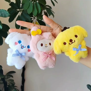 Cute Saniro Plush Doll Toy Kuromi My Melody Cinnamoroll Keychain Backpack Bags Pendant Decoration