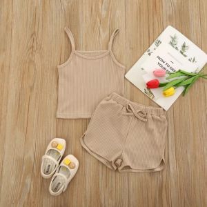 AYDA - SET ANAK LUCIANA RIB / SETELAN SINGLET BALITA POLOS CELANA PENDEK 1-5 THN