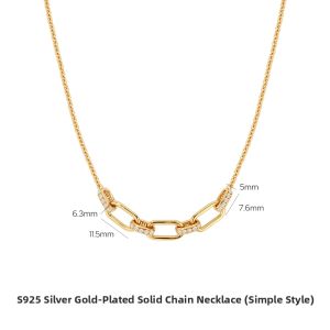 Luxury Simple Thin Gold Plated S925 Silver Zircon Necklace