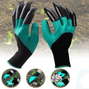1 Pair Garden Gloves with Claws Garden Rubber Digging Gloves Planting Protection Gloves