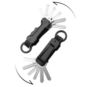 ที่เก็บกุญแจอะลูมิเนียมขนาดกะทัดรัดพร้อมคาราไบเนอร์ - จัดเก็บกุญแจได้ 1 ถึง 6 ดอกอย่างปลอดภัย พวงกุญแจพกพาสำหรับผู้ชาย EDC