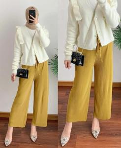 KULOT PREMIUM PLISKET LIDI TALI | Celana Kulot Jersey Hyget Lidi Kecil