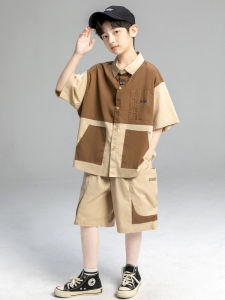 Boys Summer Outfit Set Thin Short Sleeve Shirt Cool Stylish Trendy Kids Clothing Cotton Blend Fabric Love Expression Gift for Kids