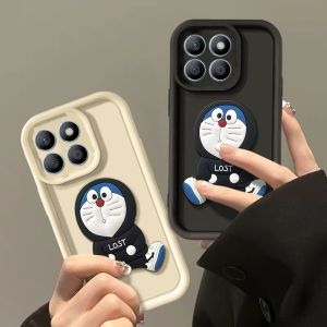 New Phone Case Honor X8C Honor 90 Lite 70 HonorX8C 5G 4G Ins Cute Cartoon Fashion Stereoscopic Doraemon Doll Silicone Soft Casing with Simple Lanyard 2025