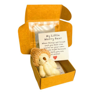 Handmade Mini Bear Little Bear In A Box My Little Worry Bears Mini Pocket Bears Hug with Emotional Card for Lovers Sympathy Gift
