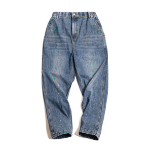 MADEN | Vintage Graffiti Bleach Blue Selvedge Washed Straight Jeans