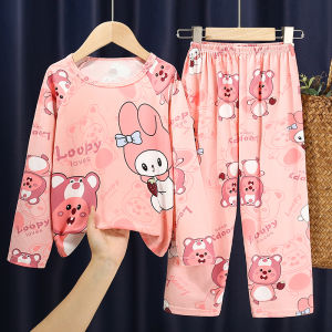 Princess Style Long Sleeve Children's Sleepwear Set: Cute Cartoon Home Clothes for Girls