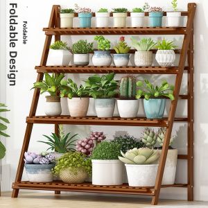 Foldable Multi-layer Wooden Flower Stand