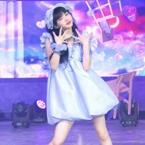 Korea Ins Fairy Blue Lace Bow Ribbon Headband Women Summer Sweet Lolita JK Hair Clips Hair Accessories