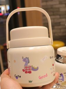 Portable Wide-Mouth Insulated Mug Cute Cartoon Design Stainless Steel Soup Pot Rice Cooker for Office Workers And Students