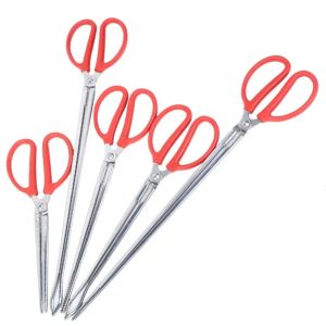 1PCS Multi-function Stainless Steel Tongs Red Handle Anti-slip Tooth Clamp of Outdoor Sea Crab Ricefield Eel Fishing Catch Tool