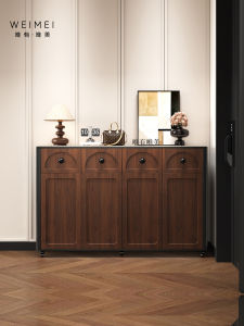 Weimei | Mobile Vintage Large Capacity Solid Wood Shoe Cabinet