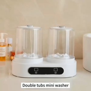 Portable Mini Washer Double Tub 1.2L Gentle Wash Cup USB Power Strong Mode Dual Compartment Laundry Bucket
