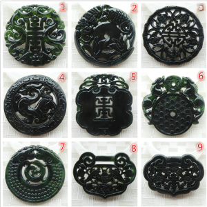 Vòng Cổ Ngọc Bích Tự Nhiên Hai Mặt Khoan Nhiều Kiểu Dáng Ngọc Bích Xanh Lá Cây Ngọc Đen Treo Trang Sức Ngọc Bích Trang Sức