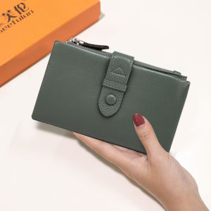 SIFULUN | Leather Short Wallet for Women Multiple Card Slots Zipper Coin Pocket Yellow