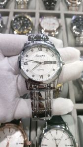 Sunlifex Jam Tangan Pria Calendar Original Anti Air Tali Stainless Steel Mewah Mode Jam Tangan Cowok 9011