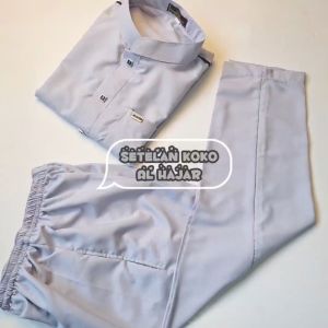 Baju Koko Setelan Celana Anak Usia 7-14 Tahun Lengan Panjang Baju Muslim Anak Katun Premium Import