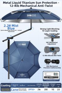 BENNUO | Fishing Umbrella with Curved Handle Sun Protection