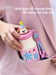 CHICU TOM | Cốc Cách Nhiệt Gốm Compact Thiết Kế Ống Hút Di Động