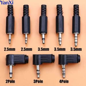 1/5/10pcs 2.5mm 3.5mm Audio Plug 2/3/4 Pole Mono Stereo Headphone Microphone Jack Connector DIY Welding Audio Male Plug Adapter