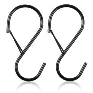 2/4/8Pcs 4Inch S Hooks for Hanging with Safety Buckle Heavy Duty S Hooks Large Metal S Hooks for Hanging Plants Jeans Pots Bags