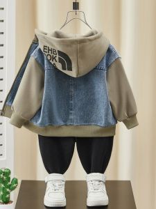 Áo Khoác Denim Trẻ Em Mùa Xuân Thu 2025 Áo Khoác Trẻ Em Mới Phong Cách Hàn Quốc Áo Khoác Trùm Đầu Có Mũ Trùm Đầu Cho Bé Trai Áo Khoác Thường Ngày