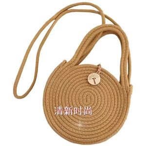Spiral Mini Cotton Bag Sling Bag | Beg Silang Wanita/Perempuan Bulatan Series | 圈圈女性包包草编斜挎包