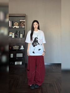 Kaos Katun Murni Couple Streetwear Musim Panas 2025