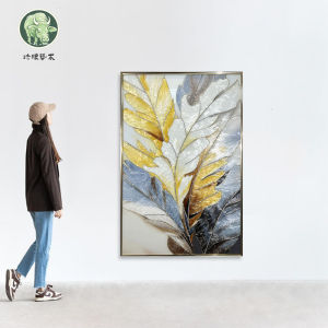FL.ART Enamel Color Painting Leaf Flourishing Branches Thriving Bedroom New Chinese Style Entrance Hall Living Room Decorative Hanging Artwork