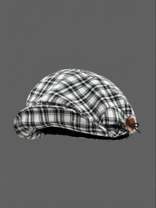 Plaid Beret Hat Face-Slimming