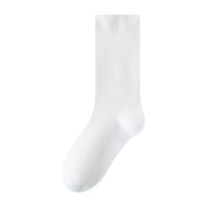 Anti-Odor Thin Mid-Calf Socks Womens Summer White Cotton Blend Breathable Moisture Wicking Simple Style Five Pair Set