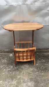 MAITHAI โต๊ะวางของไม้สัก ขนาด 50*70*70 ซม. โต๊ะวางในครัว โต๊ะอเนกประสงค์ไม้สัก โต๊ะกระเช้าใหญ่สีดาวงรี ไม้สัก