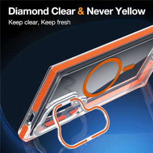 เคสโทรศัพท์มือถือ Acrylic Ultra Hard Gel plus Soft Gel ป้องกันการตกหล่น ดูดซับแม่เหล็ก ชาร์จแบบถอดได้ ป้องกันเลนส์เต็มจอ S25 S24 S23 S22