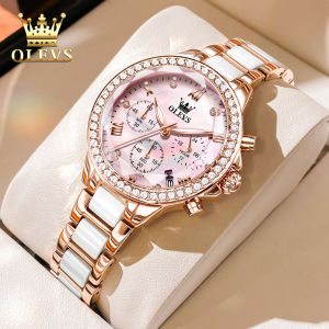 OLEVS jam tangan wanita dewasa terbaru 2025 multifungsi bercahaya kalender dial jam tangan cewek anti air elegan mewah berlian
