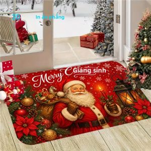 VIKAMA Giáng Sinh Vui Vẻ Thảm Chùi Chân Ông Già Noel Thảm Lối Vào Chống Trượt Trang Trí Nhà Cửa Và Tiệc Tùng Cho Nhà Tắm Lối Vào Hiên Nhà