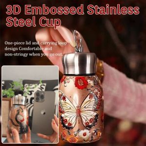 316 Stainless Steel Printed Insulated Mug 3D Embossed Portable Large Capacity Outdoor Travel Cup