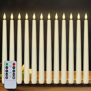 6/12pcs LED Flameless Taper Candles Flickering Electric Long Candle Light Dinner Candle Candlesticks Decor Party Wedding Home