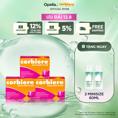 Bộ 3 Thực phẩm bảo vệ sức khỏe Corbiere Calcium Plus Mới - Canxi hữu cơ + D3 + K2