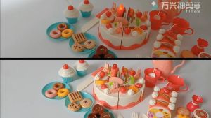 DIY Pretend Play Kitchen Toys Fruit Birthday Cake Cutting Toys Kitchen Food Girl Games Play