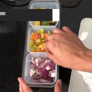 Stackable Kitchen Storage Organizer with 3 Removable Compartments for Fridge Space Saving Food Container Storing Onion