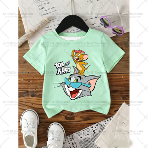 Hot Toys | TOM&JERRY Cartoon Pattern Printed Cotton Imitation Childrens Cute Casual Top Fashion Street T-shirt Summer Adult T-shirt