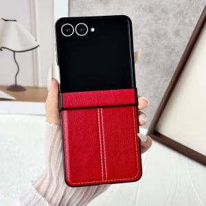 szhaiyu | For Samsung Galaxy Z Flip 8 7E 7 6 5 4 3 PU Leather With Line Texture Pattern With Hinge Lens Protection Shockproof Matte Cover